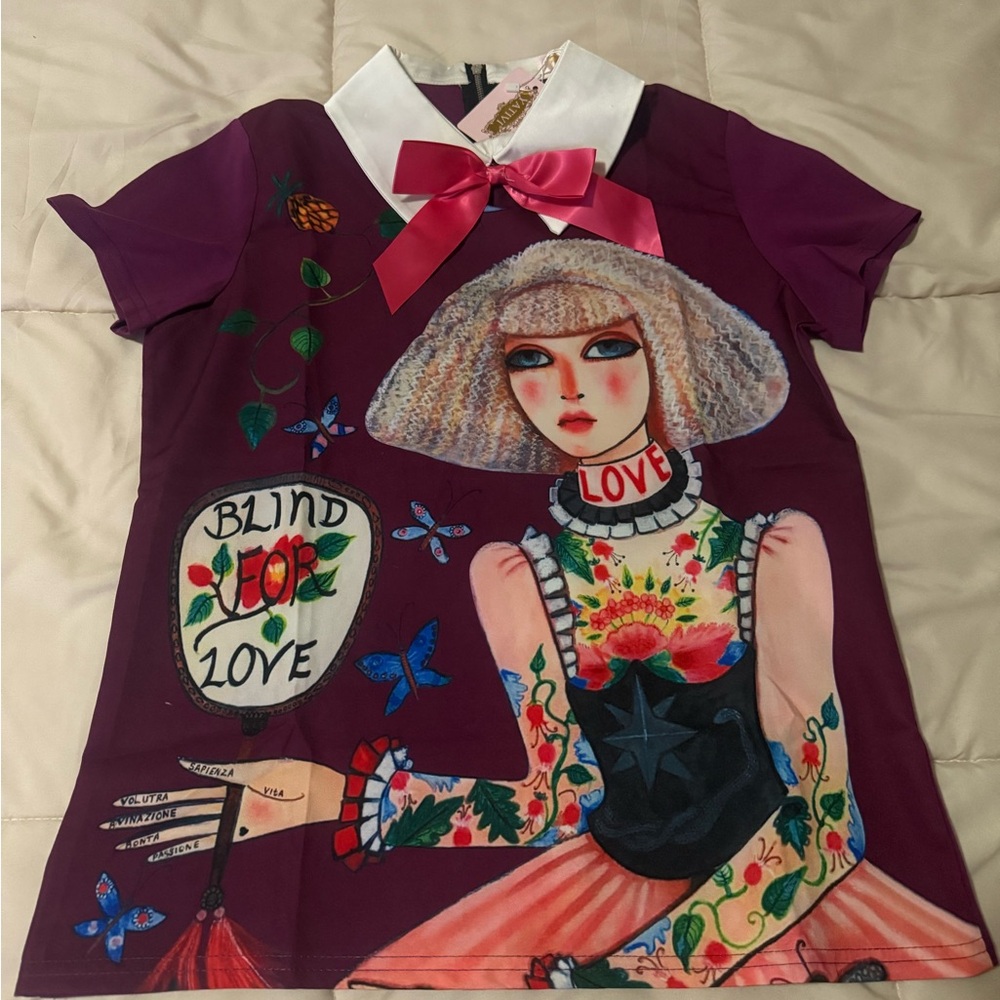Purple Graphic Women Top